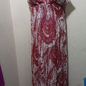 Autograph Burgundy and White Maxi Dress